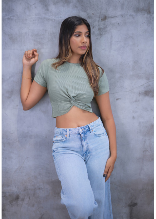 HADLEE GREEN CROP T SHIRT